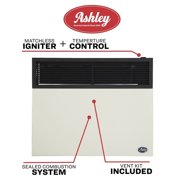 Ashley Hearth Products 17,000 BTU Direct Vent Natural Gas Wall Heater - DVAG17N