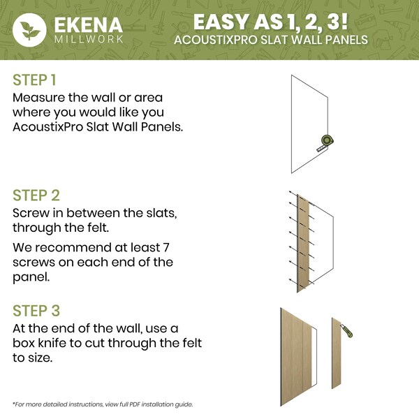 Ekena Millwork AcoustixPro Noise Cancelling Traditional Medium Slat Wall Panel - SWA1000X0500TRPP