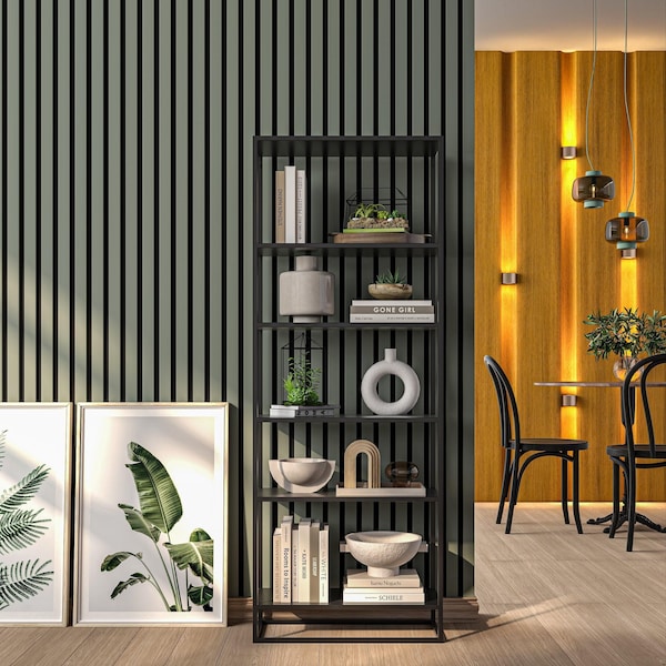 Ejoy Acoustic Slat Wood Wall Panels, 94 in x 12.6 in x 0.8 inch, 2PK - ACPSC04_ALAMOSAGREEN