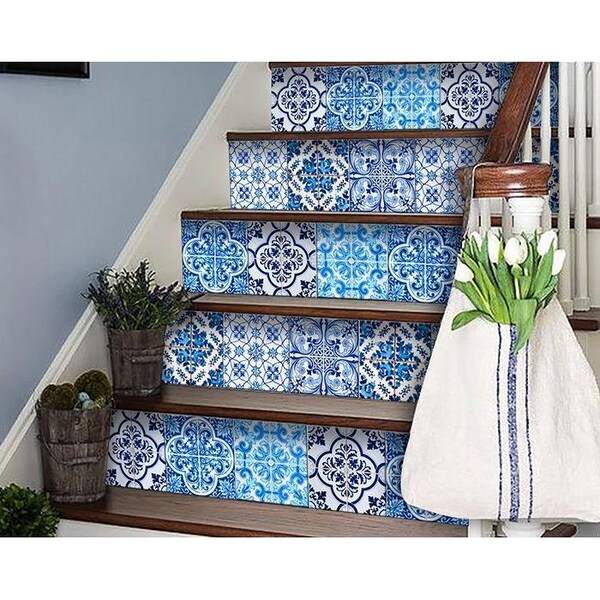 Homeroots 6 x 6 in. Azul Gianna Blue Peel & Stick Tiles - 400332