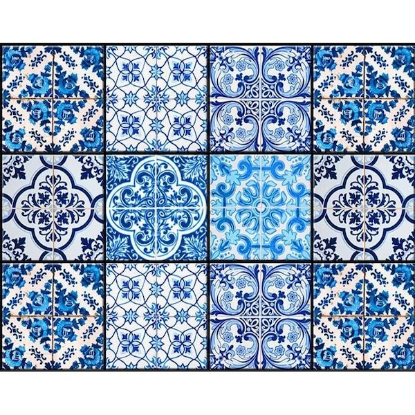 Homeroots 6 x 6 in. Azul Gianna Blue Peel & Stick Tiles - 400332