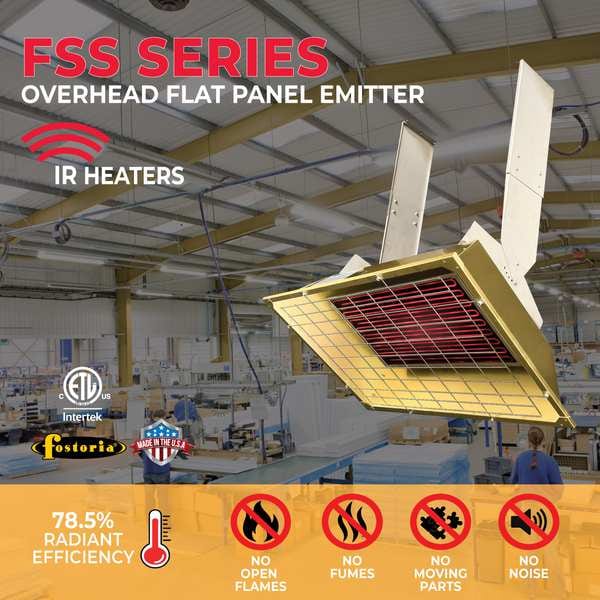 Fostoria Infrared Overhead Electric Heater, 1, 3 Phase, Aluminum, 208V AC - F43-FSS-3