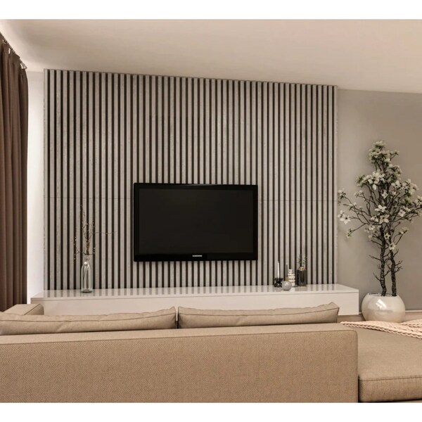 Ejoy Acoustic Vinyl Wall Cladding Siding Panel, 94.5 in. x 4.8 in. x 0.5 in., 4PK - VWC_G150-1218-92B