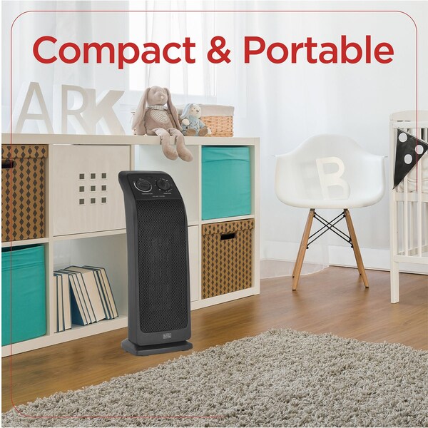 Black & Decker Space Heater with Adjustable Thermostat, Portable Heater & Tower Fan with 3 Settings - BHTC571