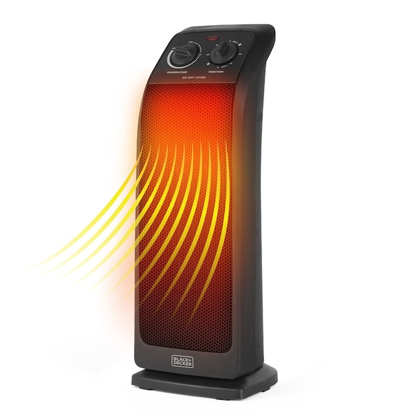 Black & Decker Space Heater with Adjustable Thermostat, Portable Heater & Tower Fan with 3 Settings - BHTC571