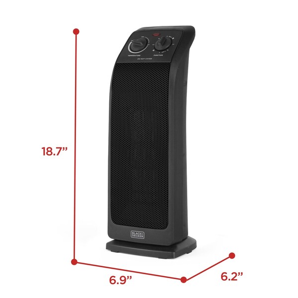 Black & Decker Space Heater with Adjustable Thermostat, Portable Heater & Tower Fan with 3 Settings - BHTC571