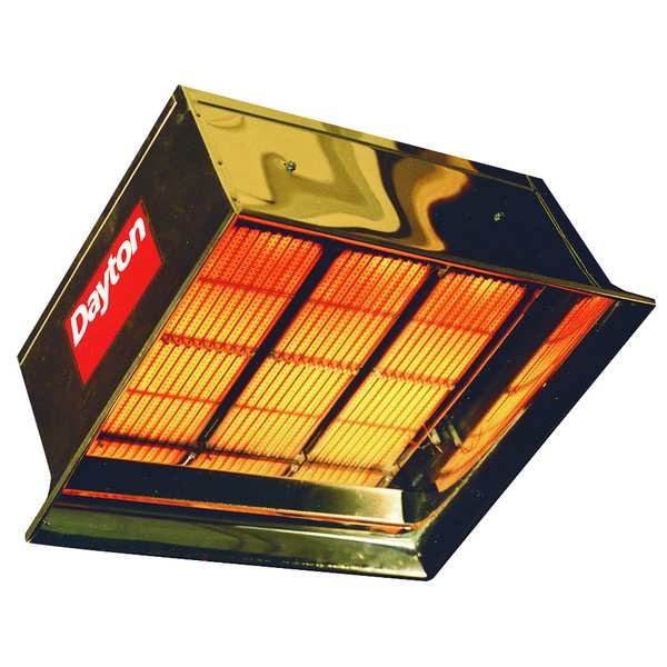 Dayton Suspended Gas Infrared Flat Panel Heater, 90000 BtuH, 576 sq ft Heating Area, 120V AC - 3E134