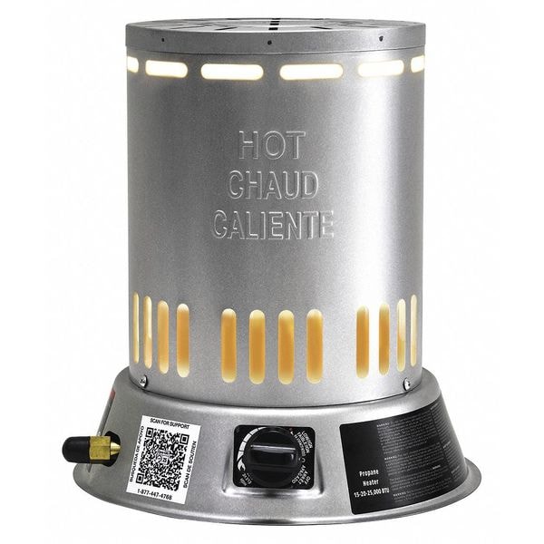 Dyna-Glo Portable Gas Floor Heater, Liquid Propane, Matchless Piezo, 15,000 to 25,000 BtuH, 11 11/16 in L - RMC-LPC25DG