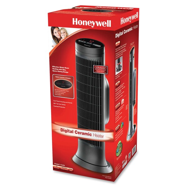 Honeywell Tower Heater, Digital, 750-1500W, 10.13"x8"x23.25", Black - HWLHCE322V