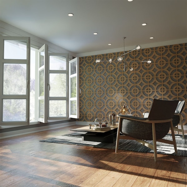 Ekena Millwork Medium Sullivan Decorative Fretwork Wood Wall Panels, Walnut, 15 3/8"W x 15 3/8"H x 3/8"T - WALW16X16X0375SULWA