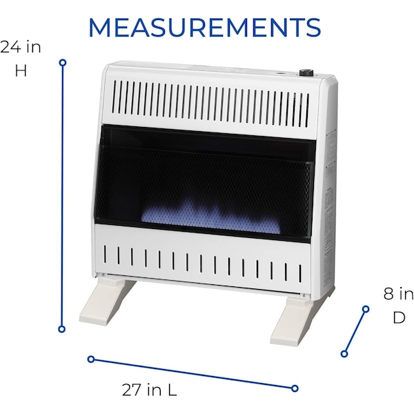 Procom Heating Natural Gas Ventless Blue Flame Heater with Base Feet, 30,000 BTU, T-Stat Control - MN300TBA-B