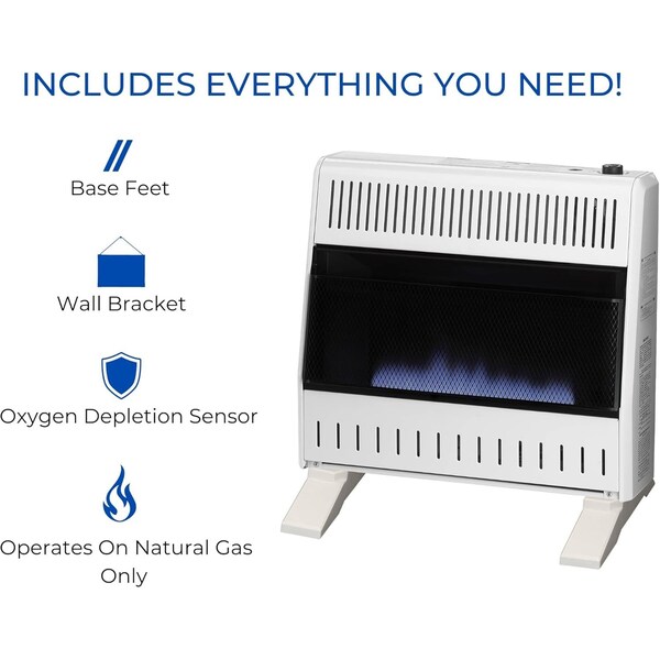 Procom Heating Natural Gas Ventless Blue Flame Heater with Base Feet, 30,000 BTU, T-Stat Control - MN300TBA-B