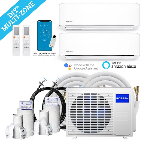 Mrcool DIY 4th Gen Mutli Zone 3 Zone condenser 24k BTU W/16ft line set PR - DIYM227HPW02C00