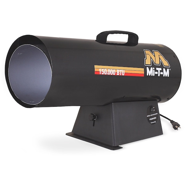 Mi-T-M Propane Forced Air, portable heater, Liquid Propane, Electronic, One-Touch, 150,000 BtuH, 25.1" L - MH-0150-LMT0