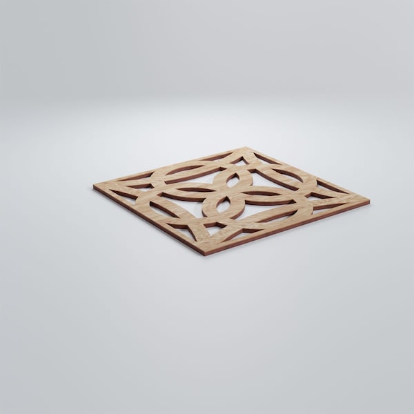 Ekena Millwork Medium Baytown Decorative Fretwork Wood Wall Panels, Red Oak, 15 3/8"W x 15 3/8"H x 3/8"T - WALW16X16X0375BYTRO