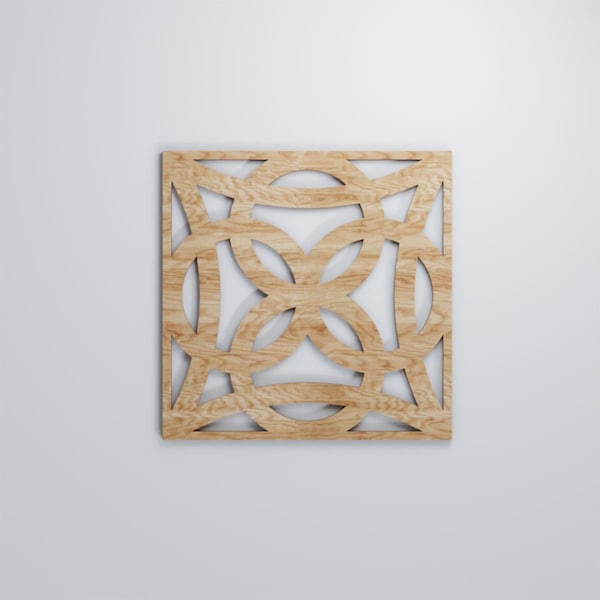 Ekena Millwork Medium Baytown Decorative Fretwork Wood Wall Panels, Red Oak, 15 3/8"W x 15 3/8"H x 3/8"T - WALW16X16X0375BYTRO