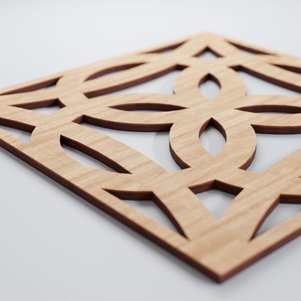 Ekena Millwork Medium Baytown Decorative Fretwork Wood Wall Panels, Alder, 15 3/8"W x 15 3/8"H x 3/8"T - WALW16X16X0375BYTAL