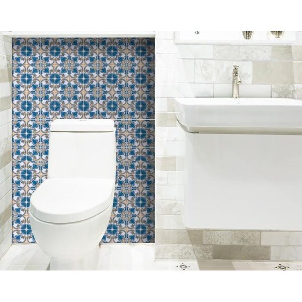 Homeroots 8 x 8 in. Teal Taupe Sia Removable Peel & Stick Tiles - 400229