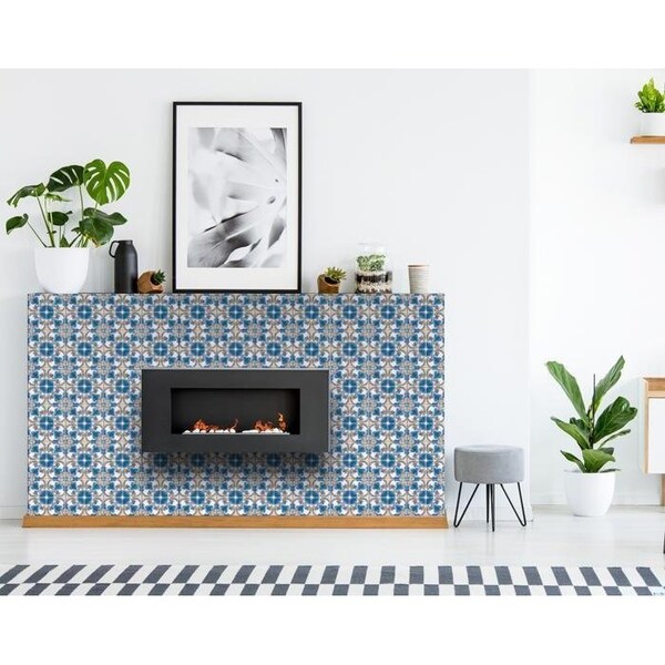Homeroots 8 x 8 in. Teal Taupe Sia Removable Peel & Stick Tiles - 400229