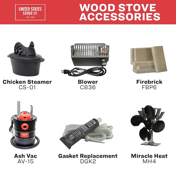 Us Stove Co 900 Sq Ft Logwood Cast Iron Wood Stove - US1269E