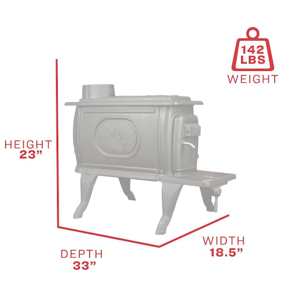Us Stove Co 900 Sq Ft Logwood Cast Iron Wood Stove - US1269E