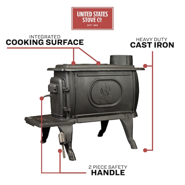 Us Stove Co 900 Sq Ft Logwood Cast Iron Wood Stove - US1269E