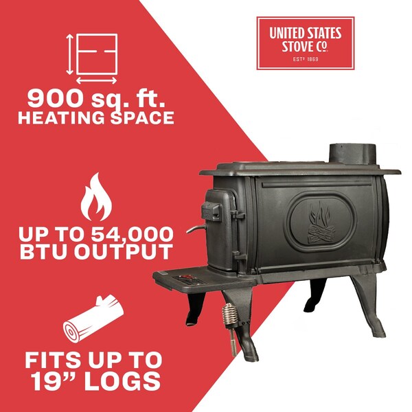 Us Stove Co 900 Sq Ft Logwood Cast Iron Wood Stove - US1269E
