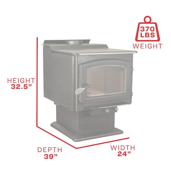 Ashley Hearth Products 3,200 Sq Ft EPA Certified Large Pedestal Wood Stove - AW3200E-P