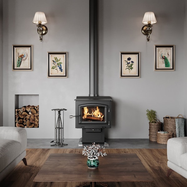 Ashley Hearth Products 3,200 Sq Ft EPA Certified Large Pedestal Wood Stove - AW3200E-P