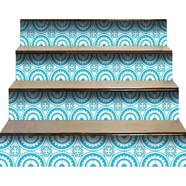 Homeroots 4 x 4 in. Aqua Gerber Removable Peel & Stick Tiles - 400385