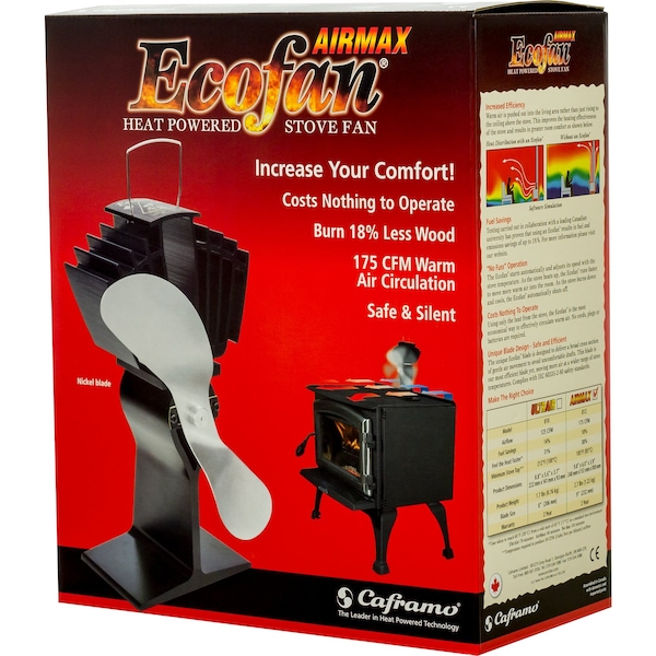 Ecofan Airmax Ecofan AirMax Aluminum Heat Powered Wood Stove Fan - 812AMKBX