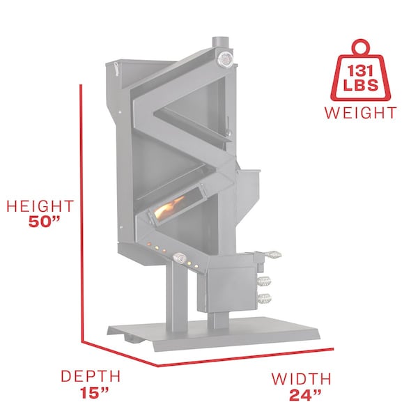 Us Stove Co 2,000 Sqft WiseWay EPA Certified Gravity Fed NonElectric Pellet Stove - GW1949