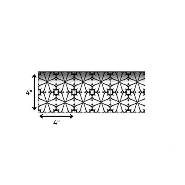 Homeroots 4 x 4 in. Black & White Pinna Peel & Stick Removable Tiles - 399990