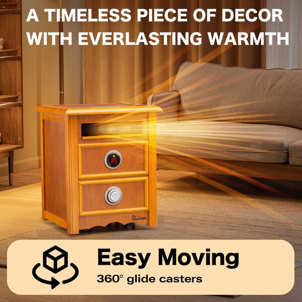 Dr Infrared Heater Portable Infrared Space Heater with Nightstand Design, Furniture-Grade Cabinet, 1500W - DR-999