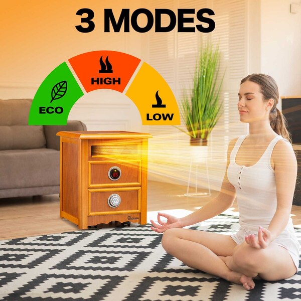 Dr Infrared Heater Portable Infrared Space Heater with Nightstand Design, Furniture-Grade Cabinet, 1500W - DR-999