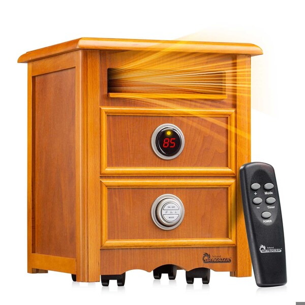 Dr Infrared Heater Portable Infrared Space Heater with Nightstand Design, Furniture-Grade Cabinet, 1500W - DR-999