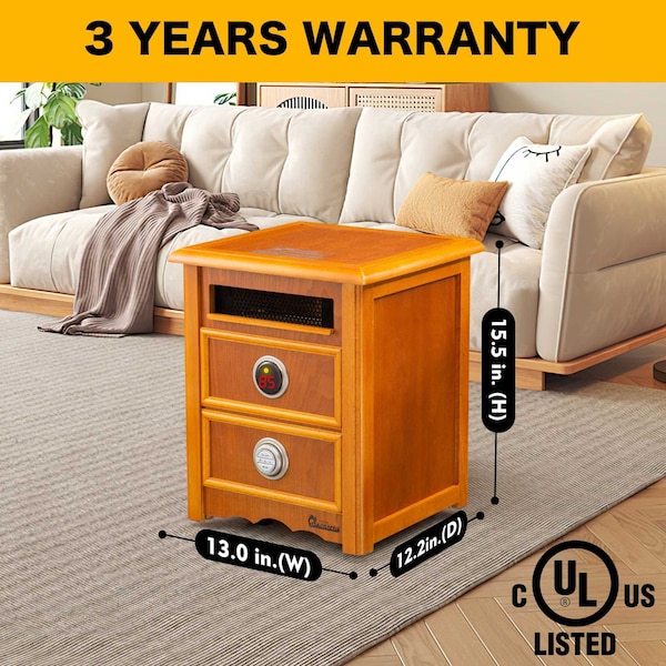 Dr Infrared Heater Portable Infrared Space Heater with Nightstand Design, Furniture-Grade Cabinet, 1500W - DR-999