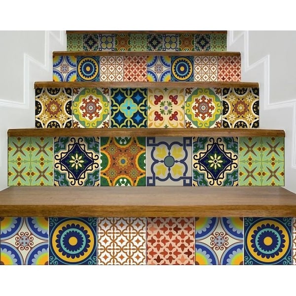 Homeroots 6 x 6 in. Auguri Mix Green Peel & Stick Removable Tiles - 400022