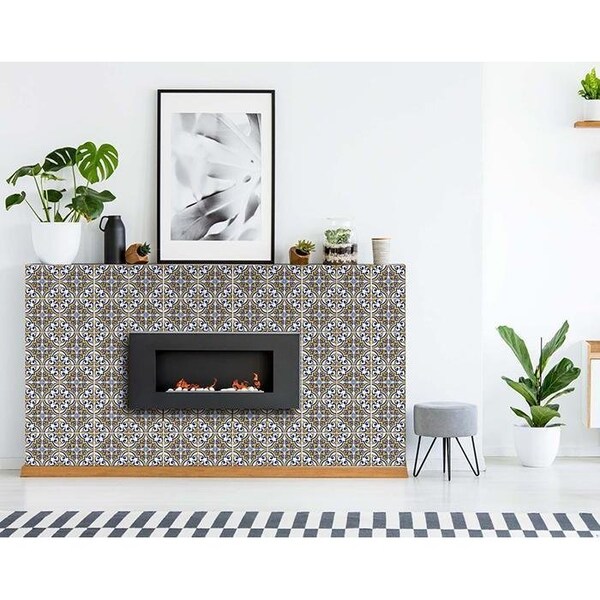 Homeroots 5 x 5 in. Neutral Yellow Gina Peel & Stick Removable Tiles - 400181