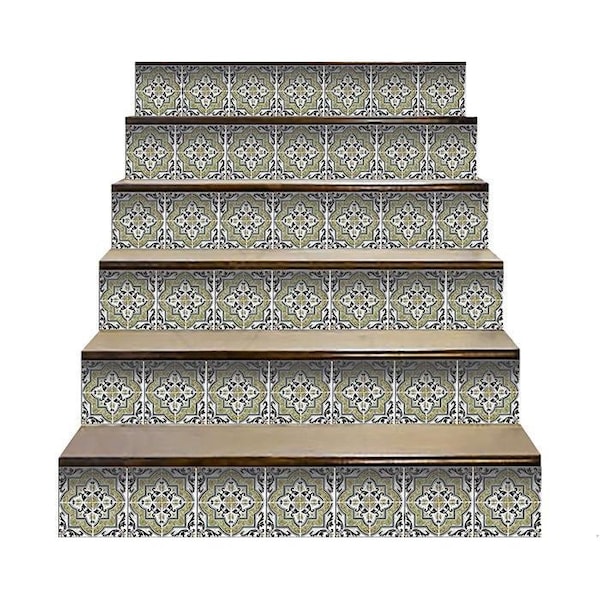 Homeroots 4 x 4 in. Vintage Aegean Olive Green Removable Peel & Stick Tiles - 400200