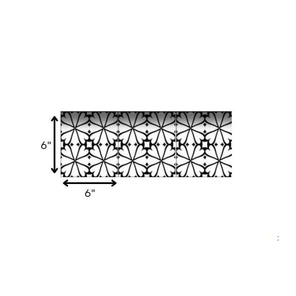 Homeroots 6 x 6 in. Black & White Clove Peel & Stick Removable Tiles - 399992