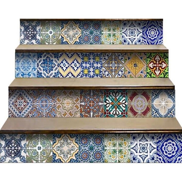 Homeroots 7 x 7 in. Randy Multi Blue Mosaic Peel & Stick Tiles - 400358