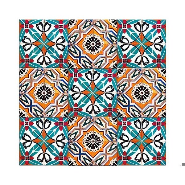 Homeroots 4 x 4 in. Terra Orange Agra Peel & Stick Removable Tiles - 400095