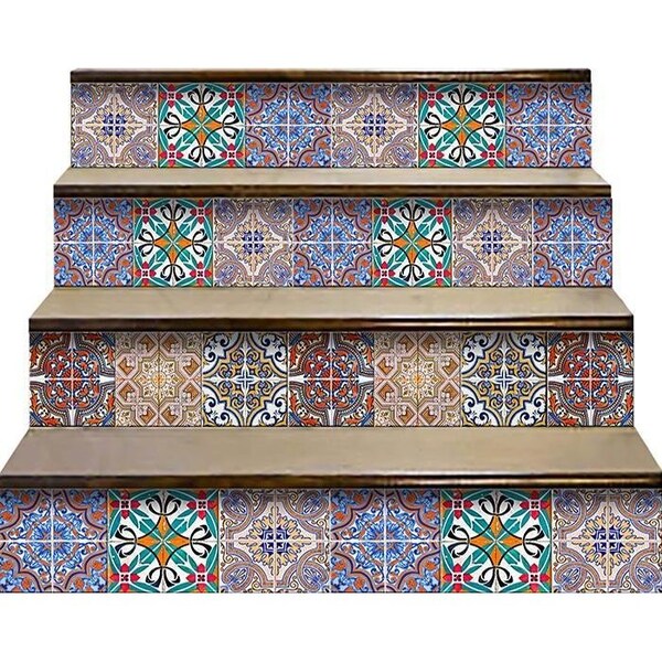 Homeroots 8 x 8 in. Mancuso Removable Blue Peel & Stick Tiles - 400339