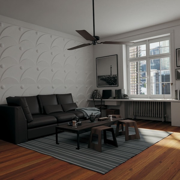 Ekena Millwork Ezra EnduraWall Decorative 3D Wall Panel, White, 19 5/8"W x 19 5/8"H - WP20X20EZWH