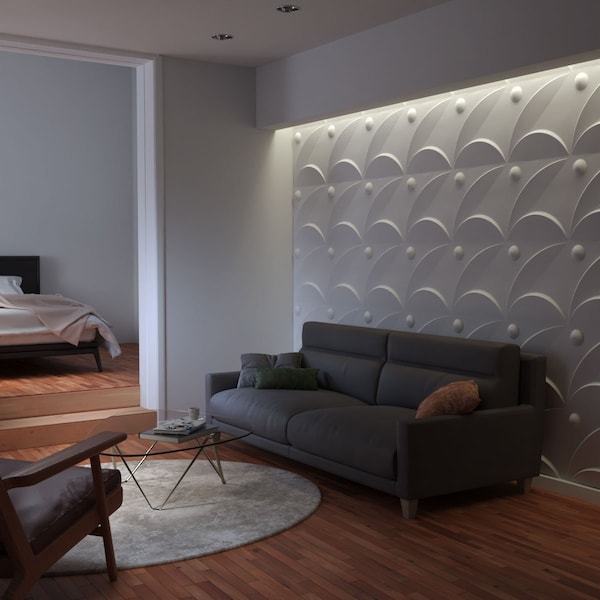 Ekena Millwork Ezra EnduraWall Decorative 3D Wall Panel, White, 19 5/8"W x 19 5/8"H - WP20X20EZWH