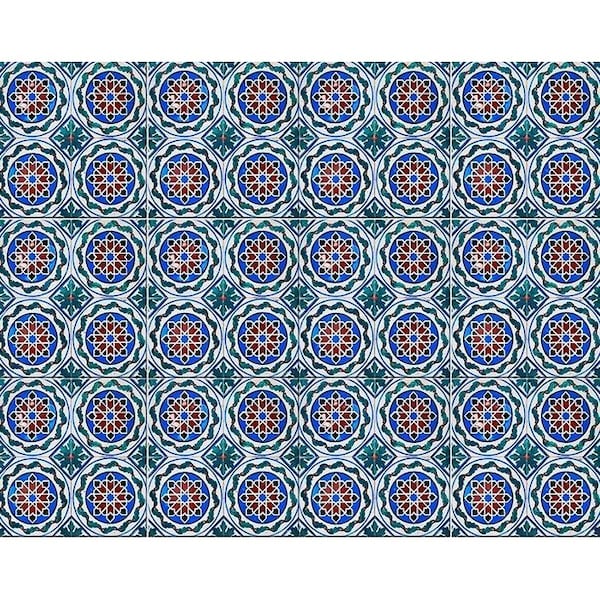 Homeroots 4 x 4 in. Augustine Bluen Green Removable Peel & Stick Tiles - 400285