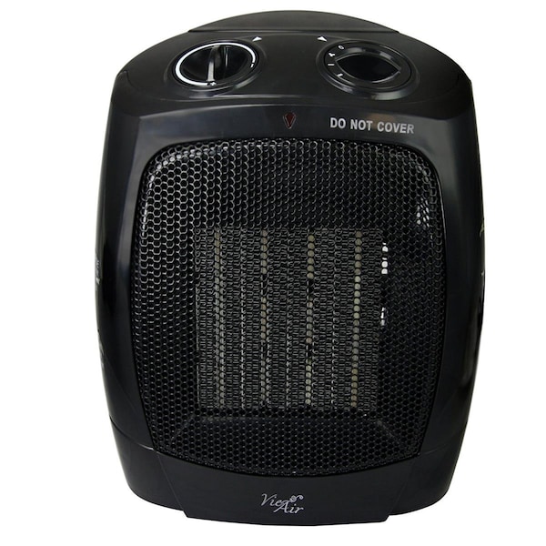 Vie Air 2-Settings Office Black Ceramic Heater With Adjustable Thermostat - VA-603A