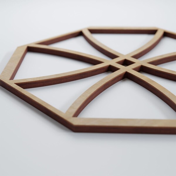 Ekena Millwork Small Haswell Decorative Fretwork Wood Wall Panels, Hickory, 11 3/8"W x 11 3/8"H x 3/8"T - WALW12X12X0375HWLHI