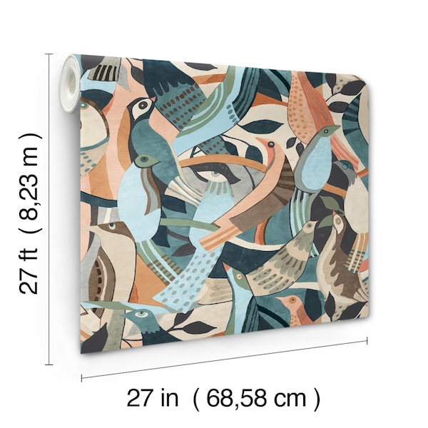 York Wallcoverings Fauvist Flock Coral and Aqua Wallpaper Sample - AG2016SAM